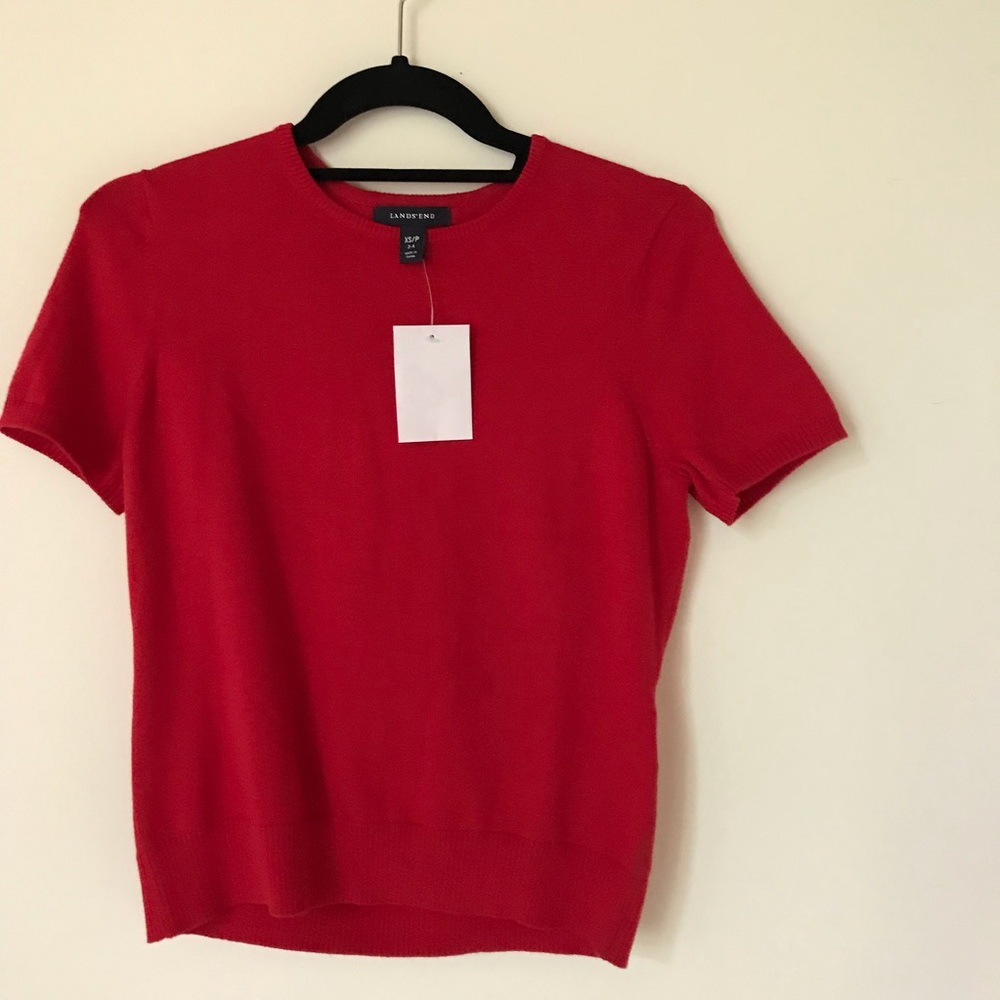 Land’s End Crew Neck Cotton Sweater Short Sleeves